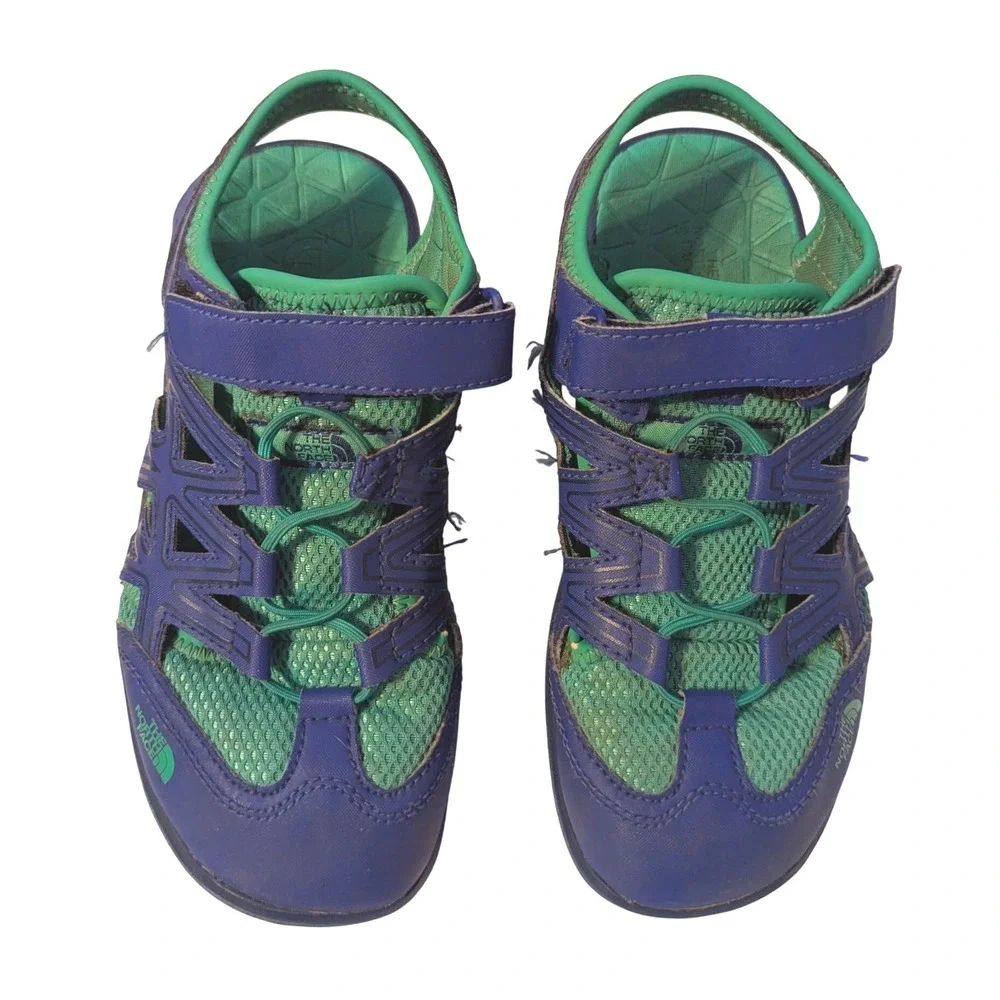 The North Face Kids Youth Size 4 Hedgehog Sandal II Water Shoes Blue Green